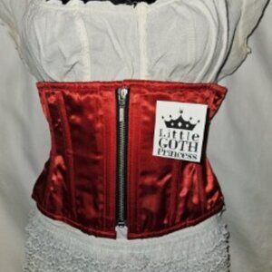 NWT 24"/SMALL HANDMADE DEAD STOCK CORSET ZIPPER TIGHT LACING WAIST BELT RED